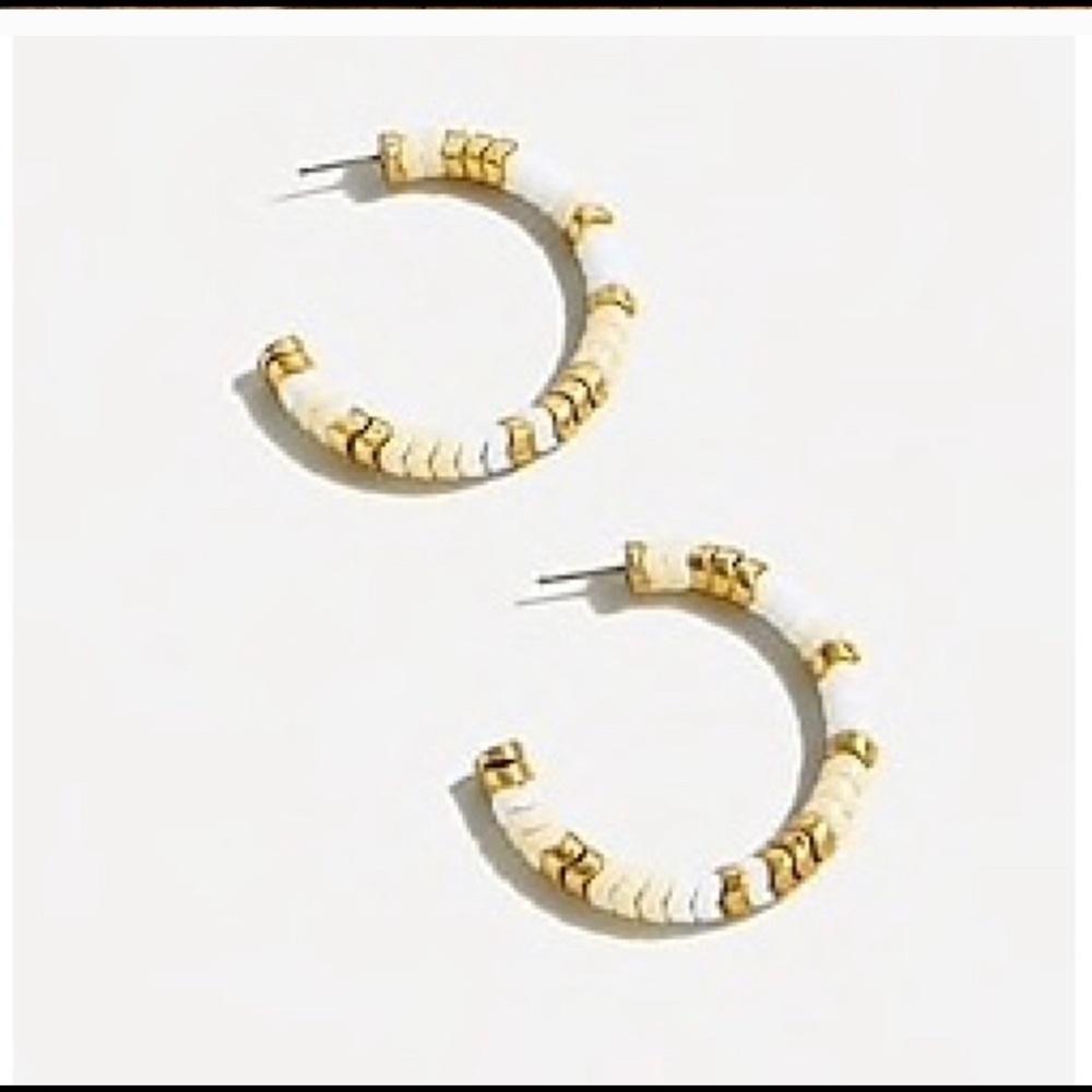 NWT J CREW ZIGZAG STACKED BEAD HOOP EARRINGS